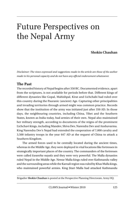 Future Perspectives on the Nepal Army, by Shokin Chauhan