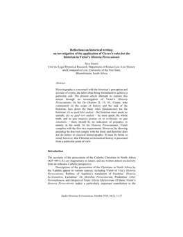 Reflections on Historical Writing: an Investigation of the Application of Cicero's Rules for the Historian in Victor's Histo