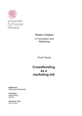 Crowdfunding As a Marketing Toll