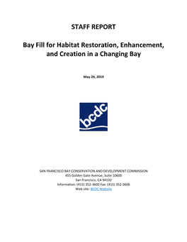 Bay Fill for Habitat Restoration, Enhancement, and Creation in a Changing Bay
