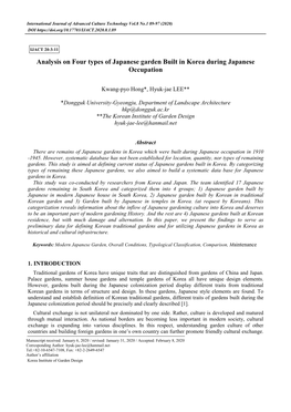 Analysis on Four Types of Japanese Garden Built in Korea During Japanese Occupation