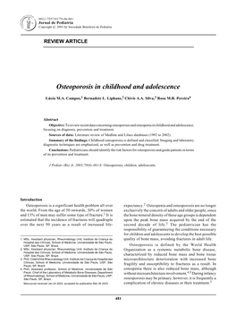 Osteoporosis in Childhood and Adolescence