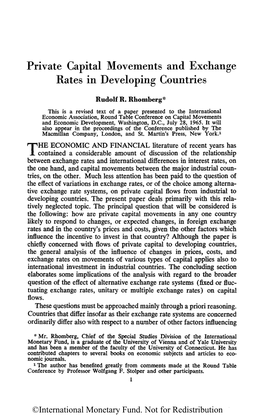 Private Capital Movements and Exchange Rates in Developing Countries