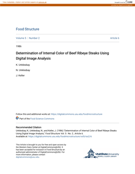 Determination of Internal Color of Beef Ribeye Steaks Using Digital Image Analysis