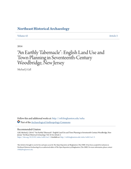 English Land Use and Town Planning in Seventeenth-Century Woodbridge, New Jersey Michael J