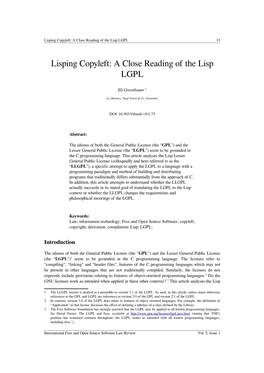 Lisping Copyleft: a Close Reading of the Lisp LGPL 15