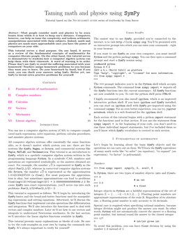 Taming Math and Physics Using Sympy