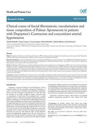 Clinical Course of Fascial Fibromatosis, Vascularization and Tissue