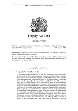 Forgery Act 1861