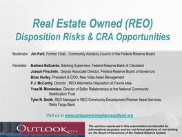 Real Estate Owned (REO) Disposition Risks & CRA Opportunities
