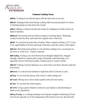 Common Cooking Terms Bake: Cooking in an Enclosed Space With