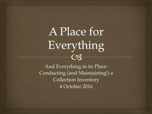 Conducting (And Maintaining!) a Collection Inventory 4 October 2016