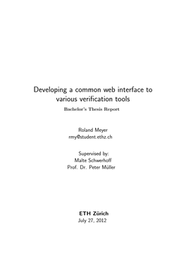 Developing a Common Web Interface to Various Verification Tools