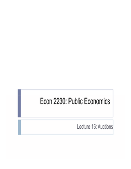 Econ 2230: Public Economics