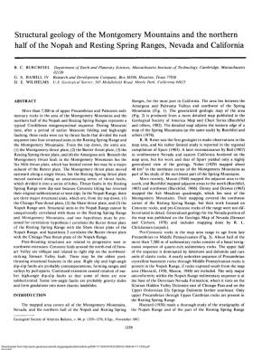 Structural Geology of the Montgomery Mountains and the Northern Half of the Nopah and Resting Spring Ranges, Nevada and California