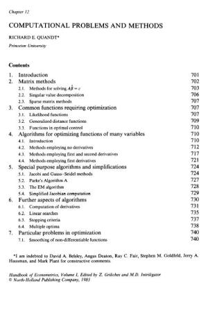 Computational Problems and Methods
