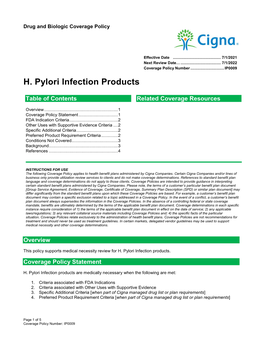 H. Pylori Infection Products
