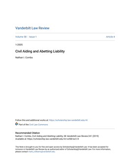 Civil Aiding and Abetting Liability