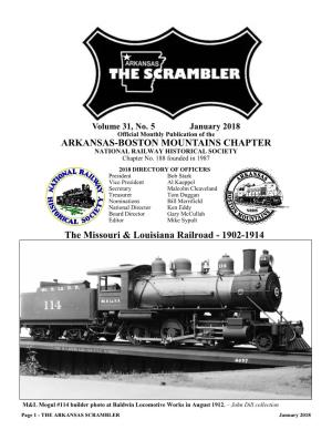 ARKANSAS-BOSTON MOUNTAINS CHAPTER the Missouri & Louisiana Railroad