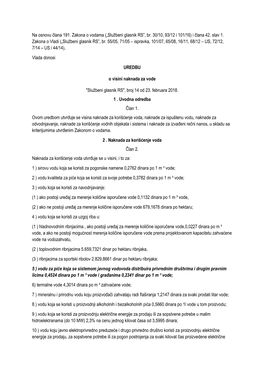 Na Osnovu Člana 191. Zakona O Vodama („Službeni Glasnik RS”, Br