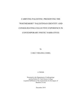 Carrying Palestine: Preserving the "Postmemory"