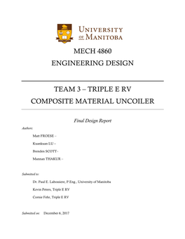 Mech 4860 Engineering Design Team 3 – Triple E