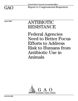 GAO-04-490 Antibiotic Resistance: Federal Agencies Need to Better