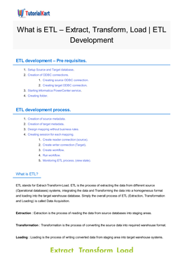 Extract, Transform, Load | ETL Development
