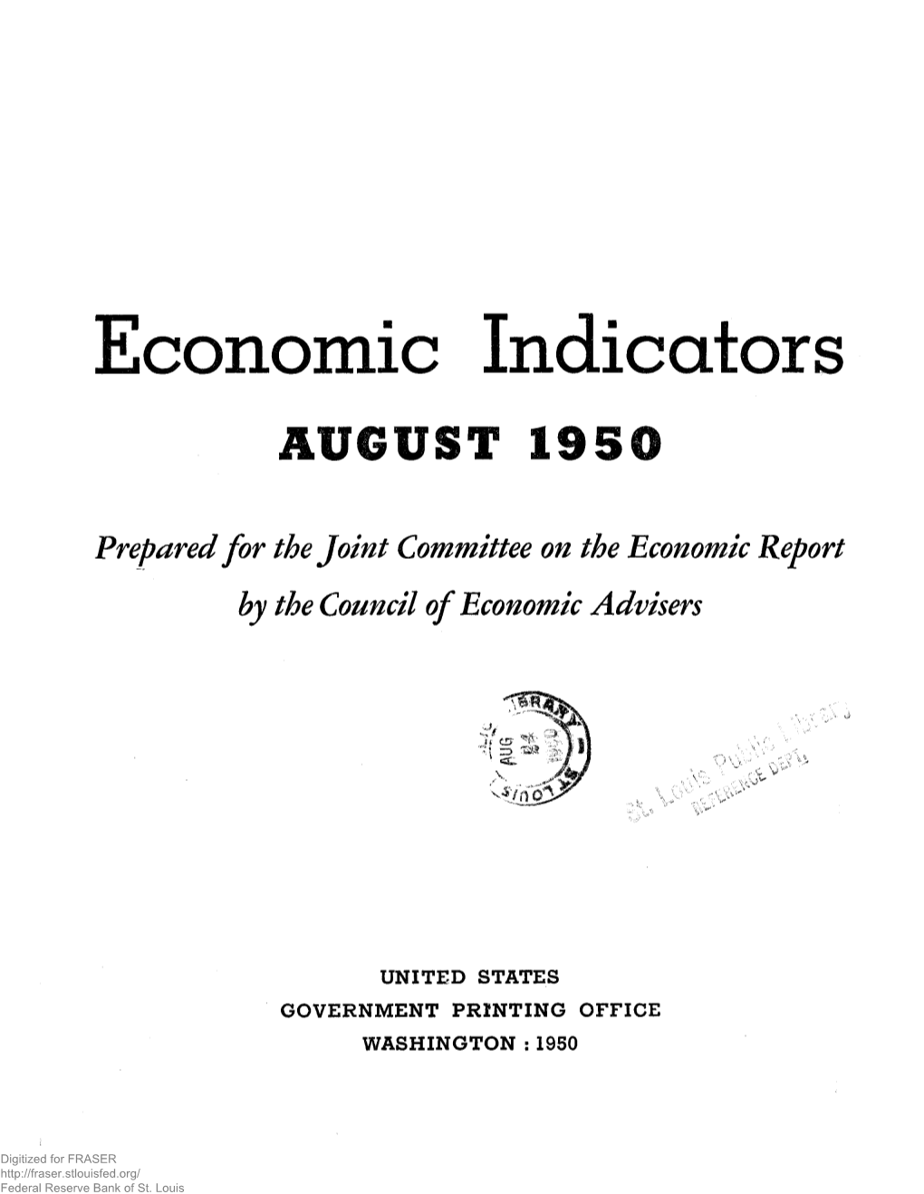 Economic Indicators: August 1950