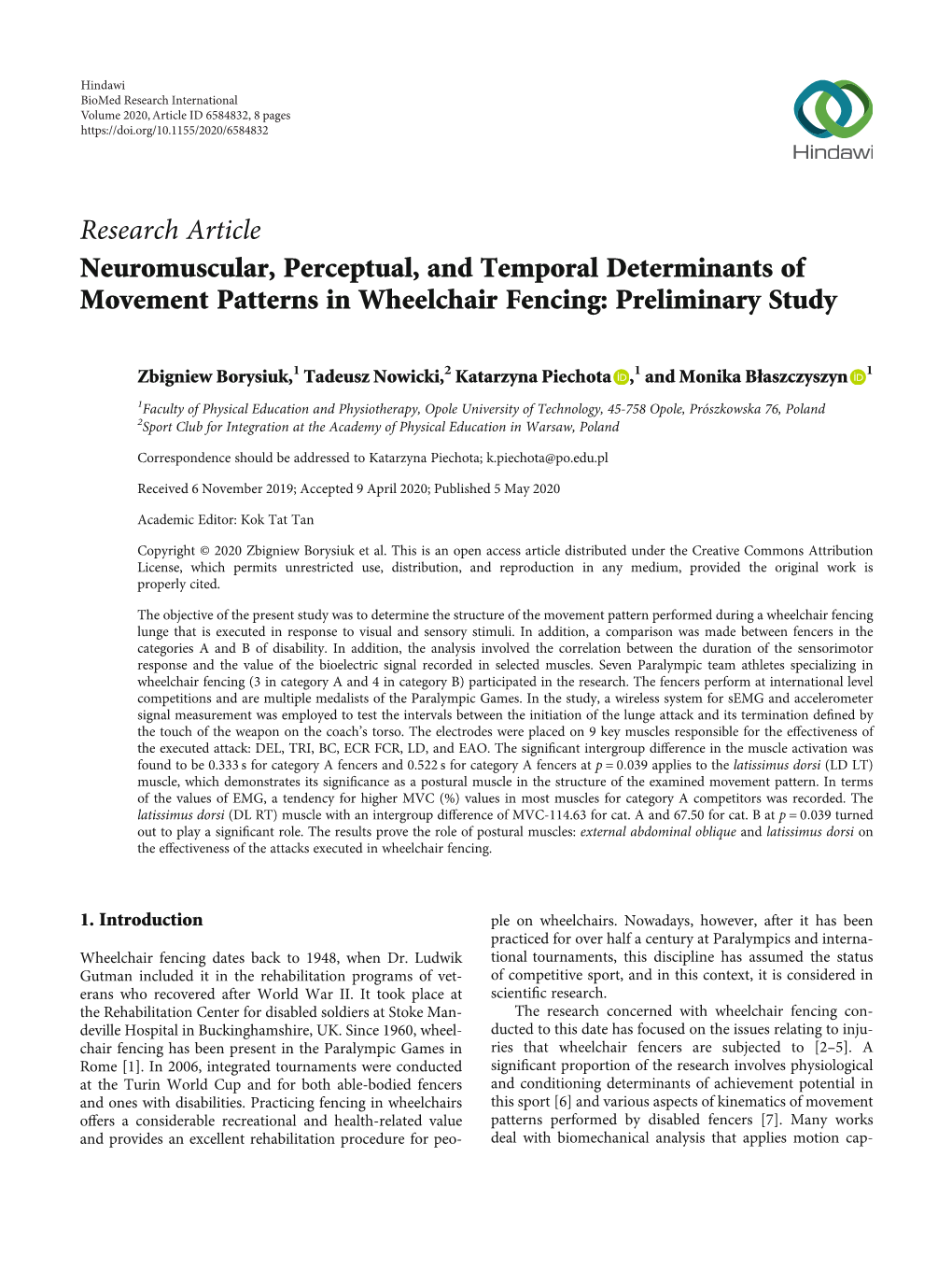 Neuromuscular, Perceptual, and Temporal Determinants of Movement Patterns in Wheelchair Fencing: Preliminary Study