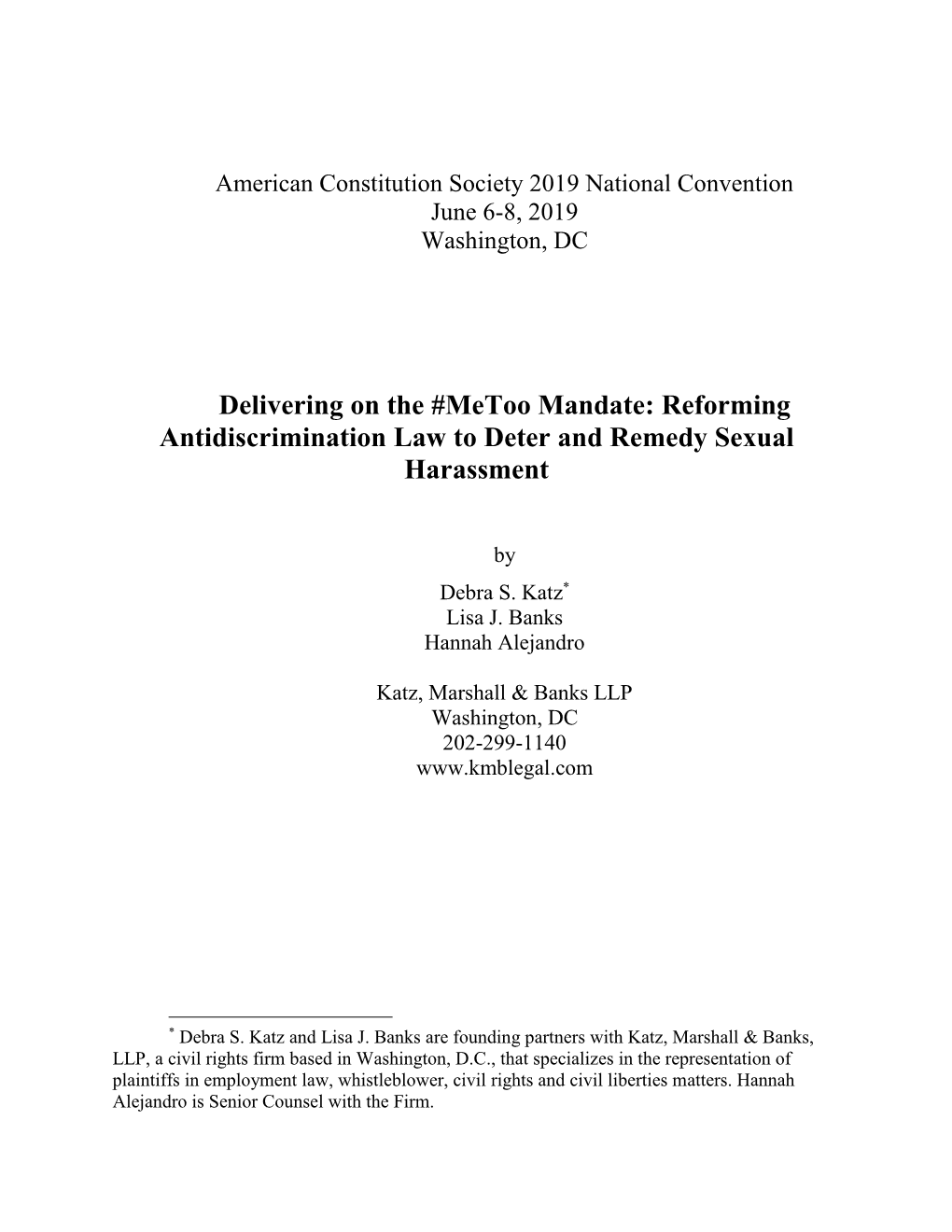 Delivering on the #Metoo Mandate: Reforming Antidiscrimination Law to Deter and Remedy Sexual Harassment