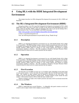 4 Using HLA with the HIDE Integrated Development Environment