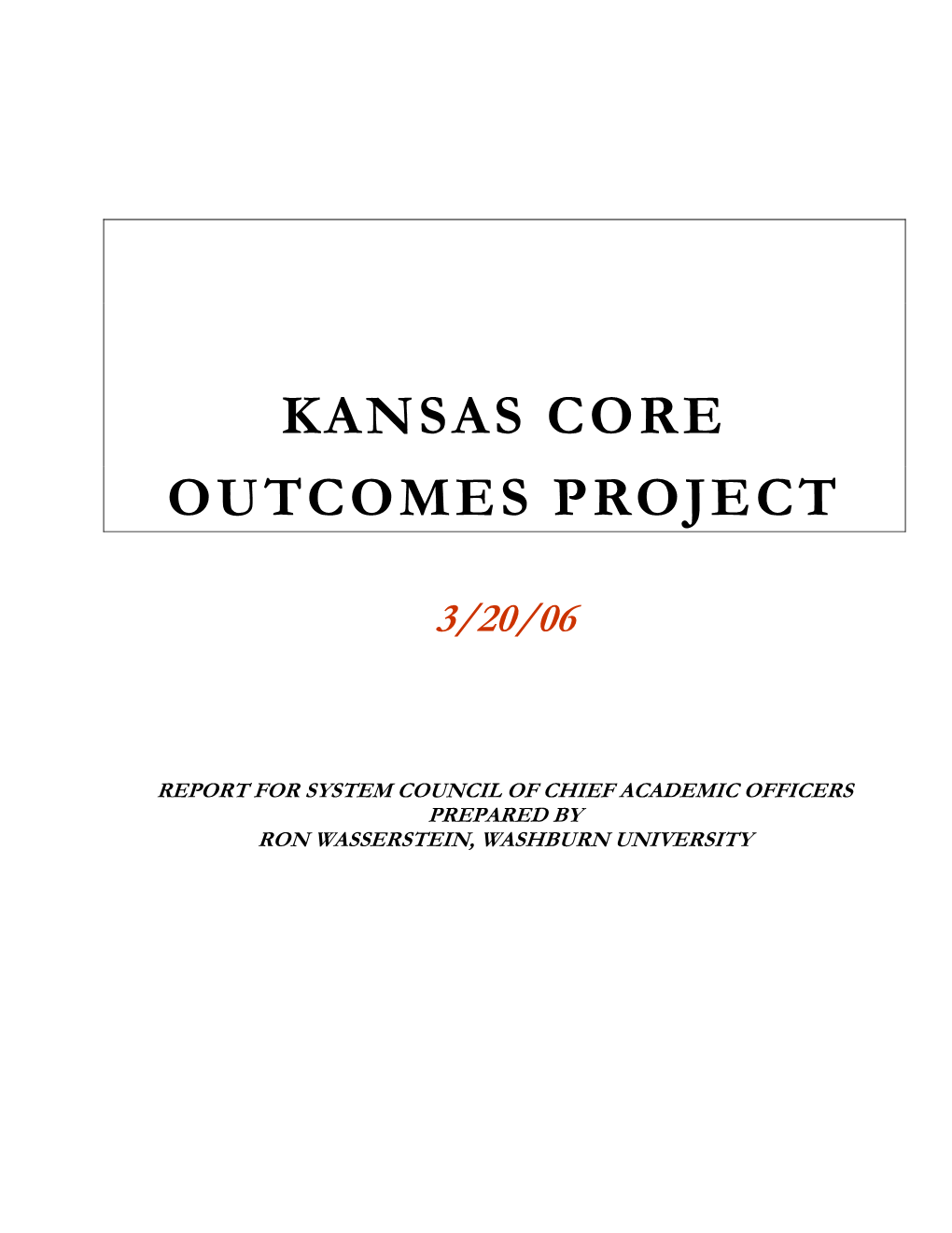 Kansas Core Outcomes Project