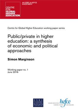 Public/Private in Higher Education: a Synthesis of Economic and Political Approaches