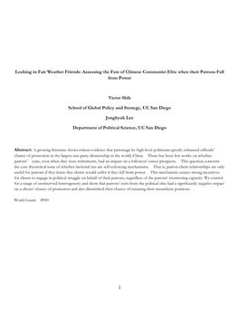 Locking in Fair Weather Friends: Assessing the Fate of Chinese Communist Elite When Their Patrons Fall from Power