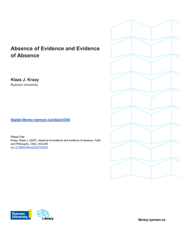 Absence of Evidence and Evidence of Absence