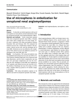 Use of Microspheres in Embolization for Unruptured Renal