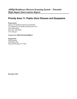 Peptic Ulcer Disease and Dyspepsia