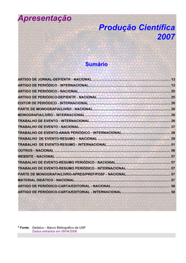 Universidade De São Paulo - SIICUSP: Engenharias E Exatas (15., São Carlos), 2007