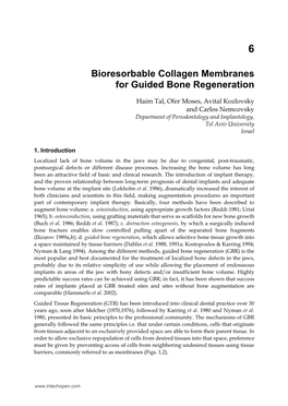 Bioresorbable Collagen Membranes for Guided Bone Regeneration