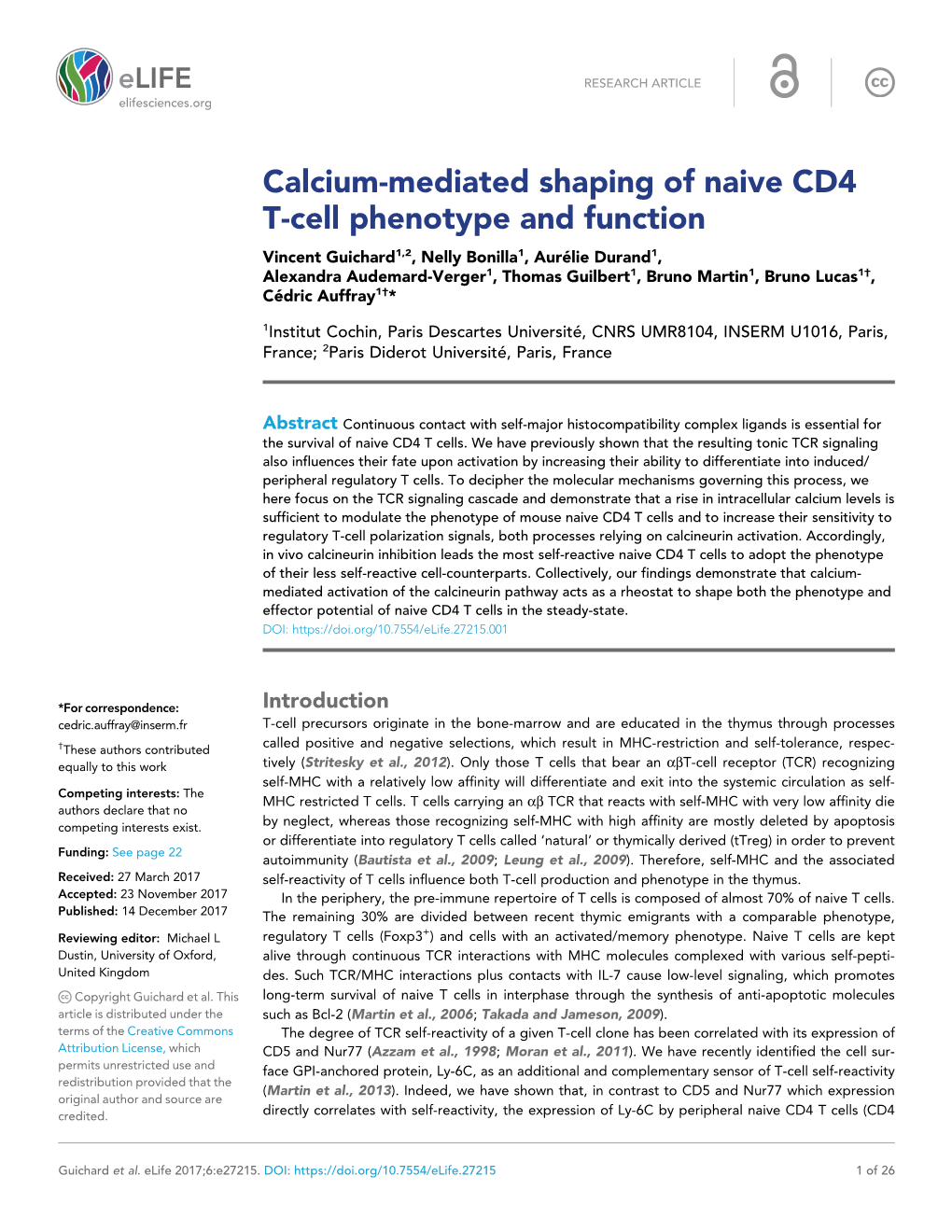 Calcium-Mediated Shaping of Naive CD4 T-Cell Phenotype and Function