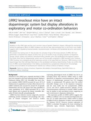 LRRK2 Knockout Mice Have an Intact