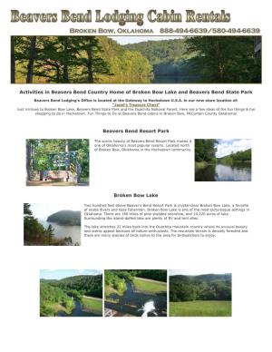 Area Attractions | Beavers Bend Lodging
