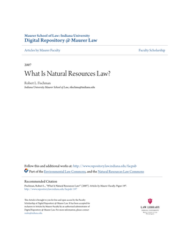 What Is Natural Resources Law? Robert L