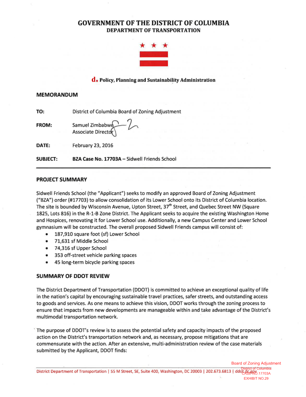 Board of Zoning Adjustment District of Columbia Case No. 17703A 29