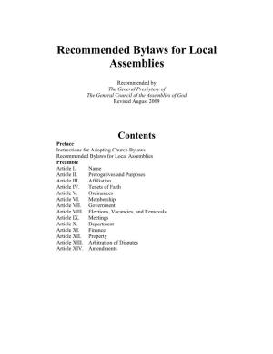 Recommended Bylaws for Local Assemblies