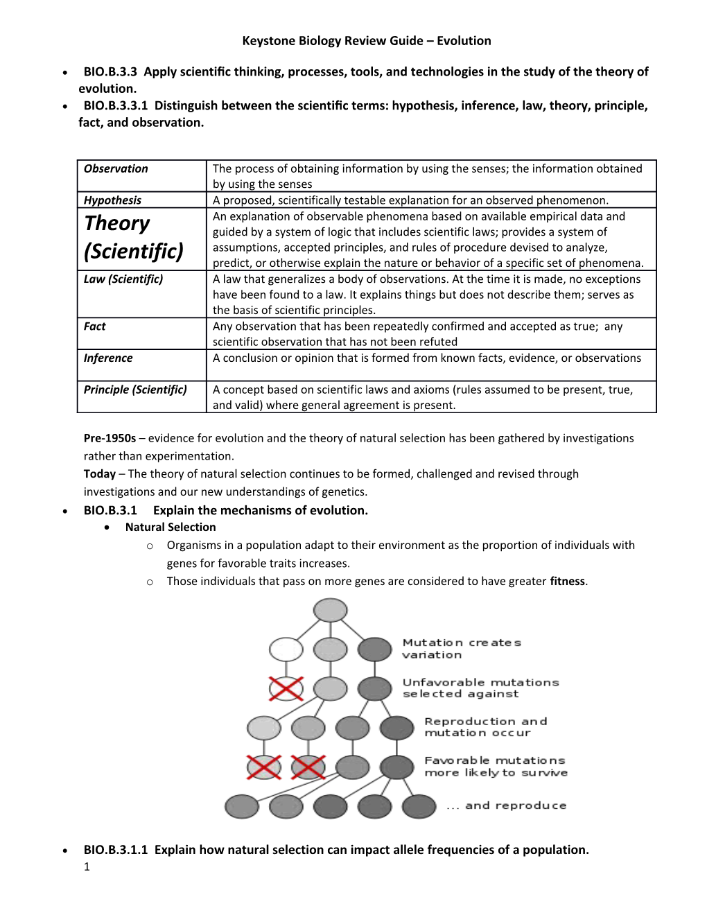 Keystone Biology Review Guide Evolution