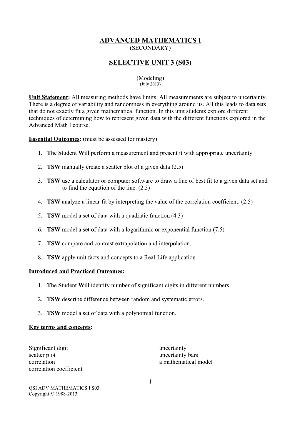 Advanced Mathematics I s1