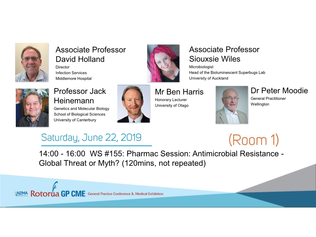 Pharmac Session: Antimicrobial Resistance - Global Threat Or Myth? (120Mins, Not Repeated) Antibiotic Resistance Mutations Or Creations? How We Squander a Miracle