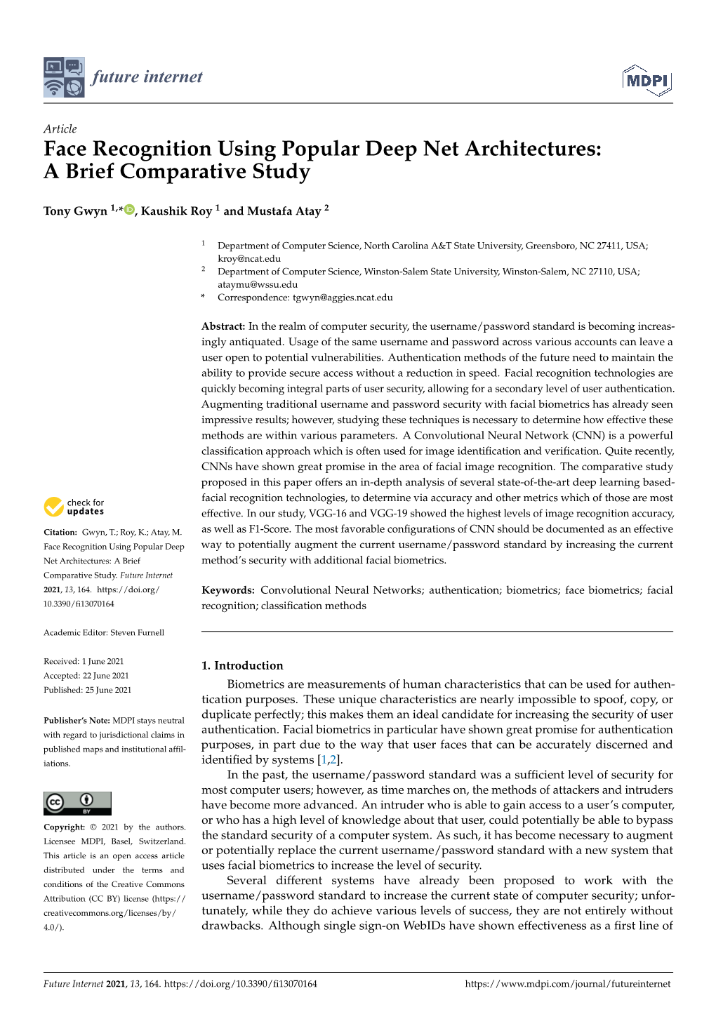 Face Recognition Using Popular Deep Net Architectures: a Brief Comparative Study